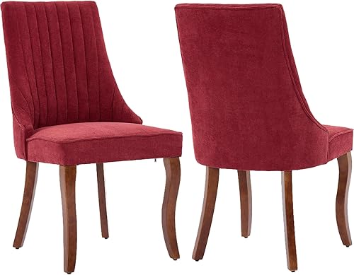 Miniatura 29 de Juego de 8 sillas de comedor modernas de mediados de siglo, sillas tapizadas de lino beige para cocina y comedor, sillas de cocina con patas de