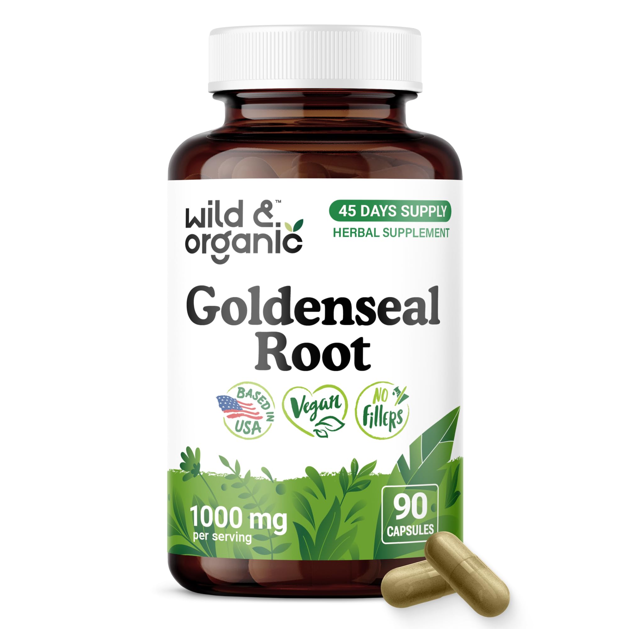 Wild & Organic Goldenseal Root Capsules 1000mg