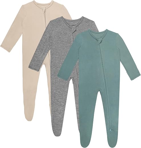 Gaiibbt 3 Pcs Baby Long Sleepers Pajamas One Piece Footies Rompers