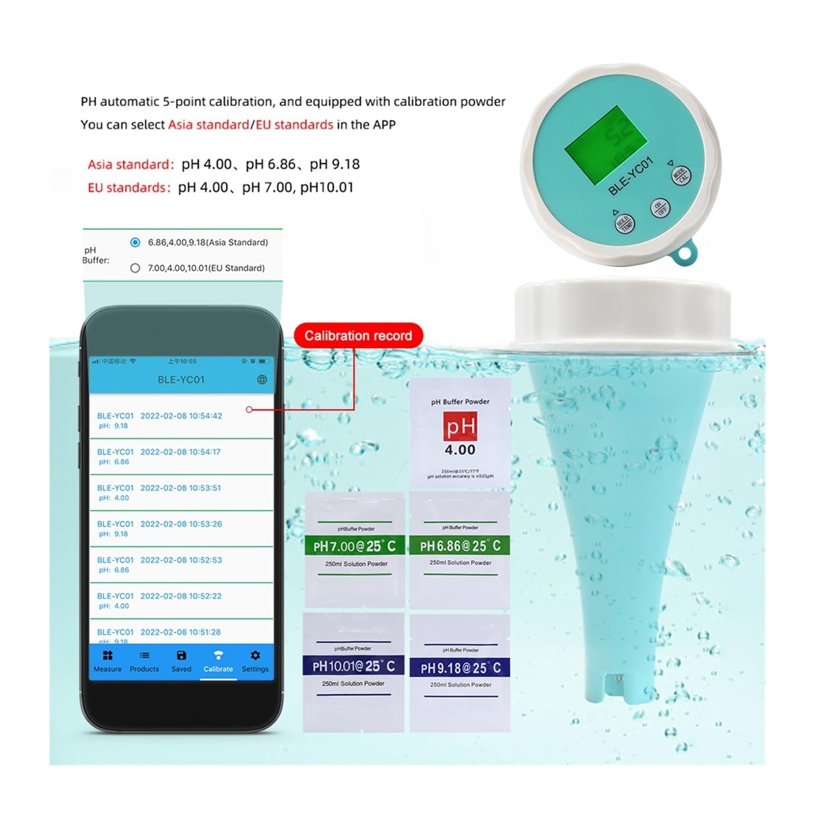 Zestaw do badania wody, 6 w 1 Detektor ści Wody PH EC TDS ORP CL Kalibracja Temperatury Chlor Tester APP Monitor Online dla Basenu