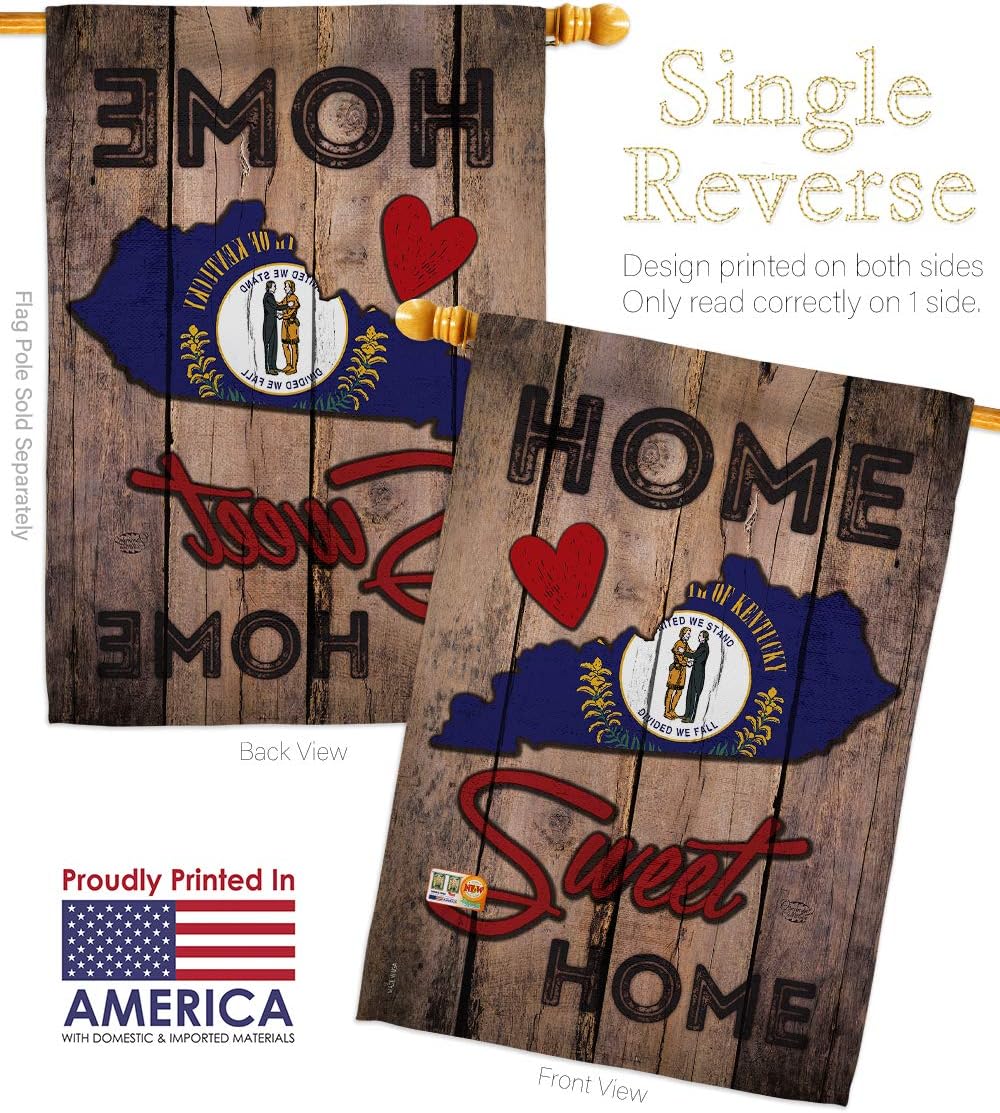 State Kentucky Home Sweet House Flag Americana States USA American Territories Republic Country Particular Area Small Decorative Gift Yard Banner Made In 28 X 40