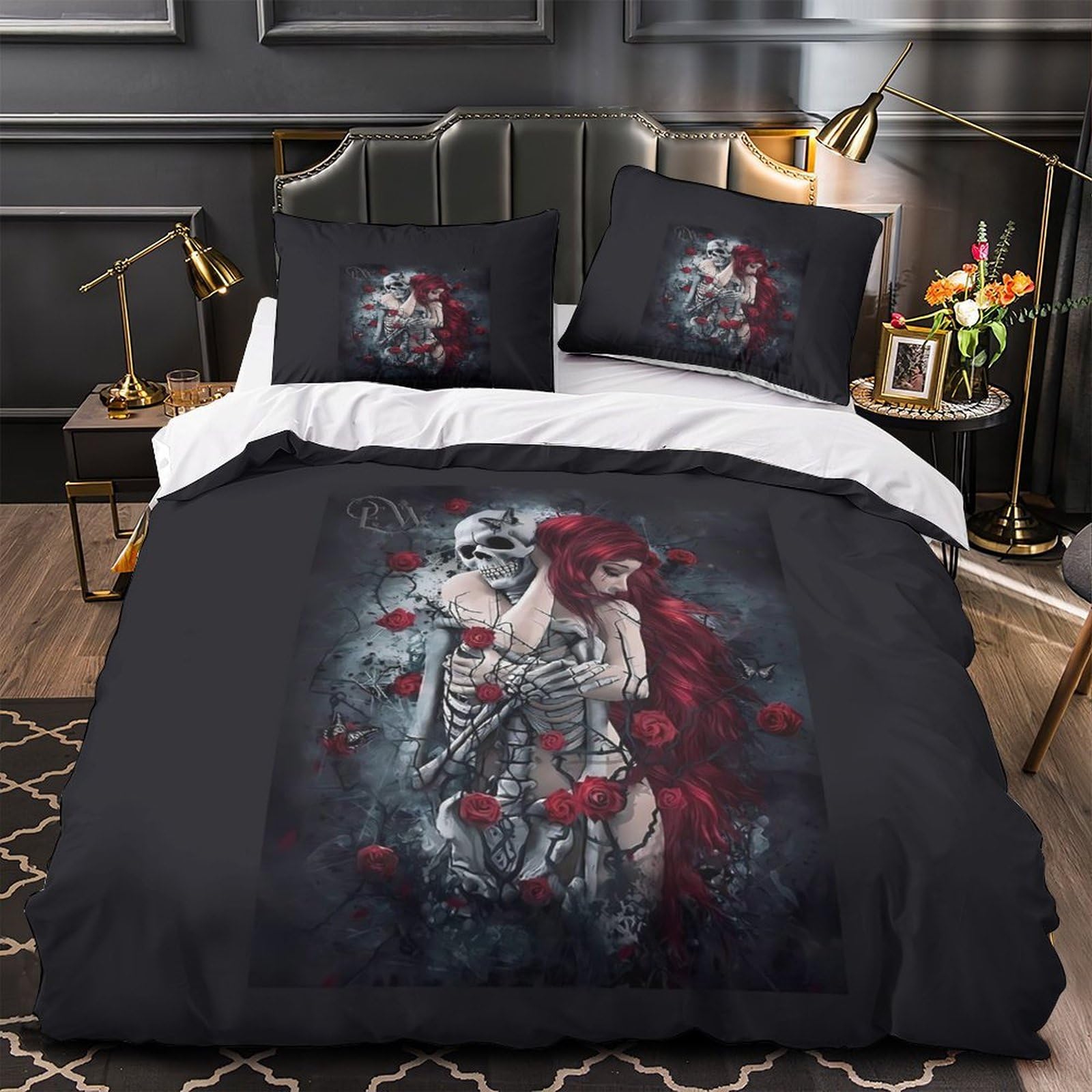 Housse de couette corbeau pour chambre ado fille ambiance dark fantasy
