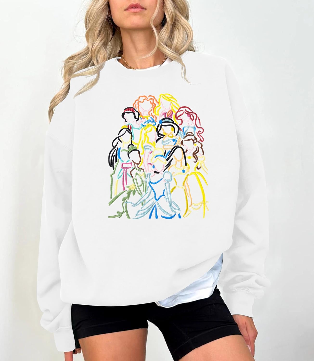 KIDDAD Magical Princess Sweatshirts for Women Cute Embroidered Long Sleeve Sweater Magic Family Vacation Pullover Top - Image 2