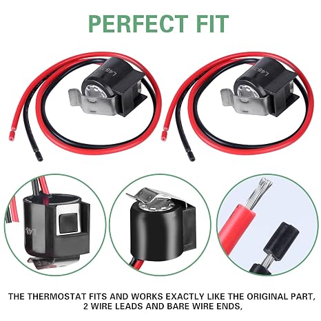 Refrigerator Defrost Thermostat W10225581, 2 Pcs Bimetal Defrost Thermostat Exact use for Whirlpool, Sears, Kenmore Refrigerator: Replace