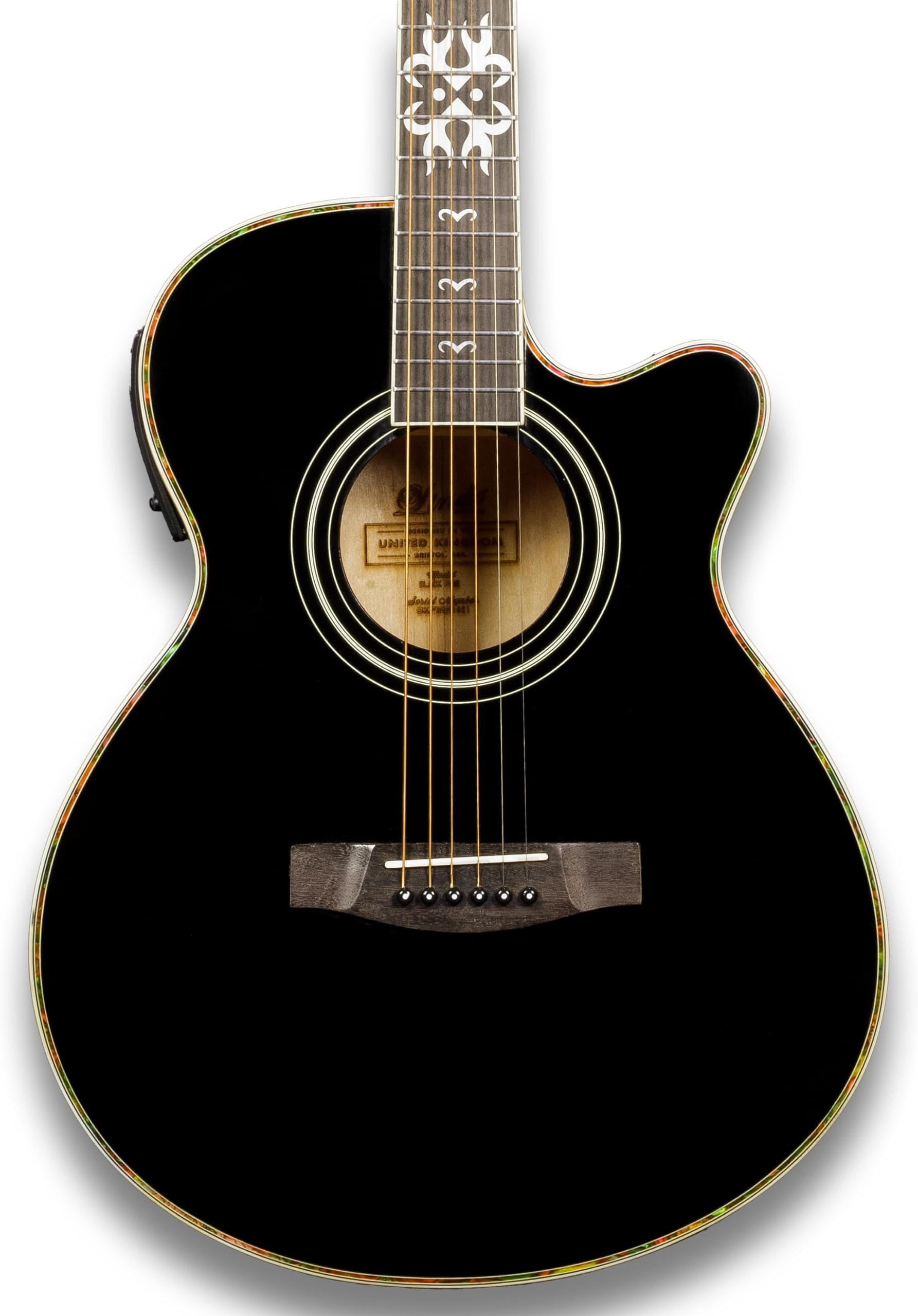 Lindo LDG-BF Electro-Acoustic Guitar with Active Pre-amp, Digital Tuner, XLR/Jack and Carry Case - Black Fire