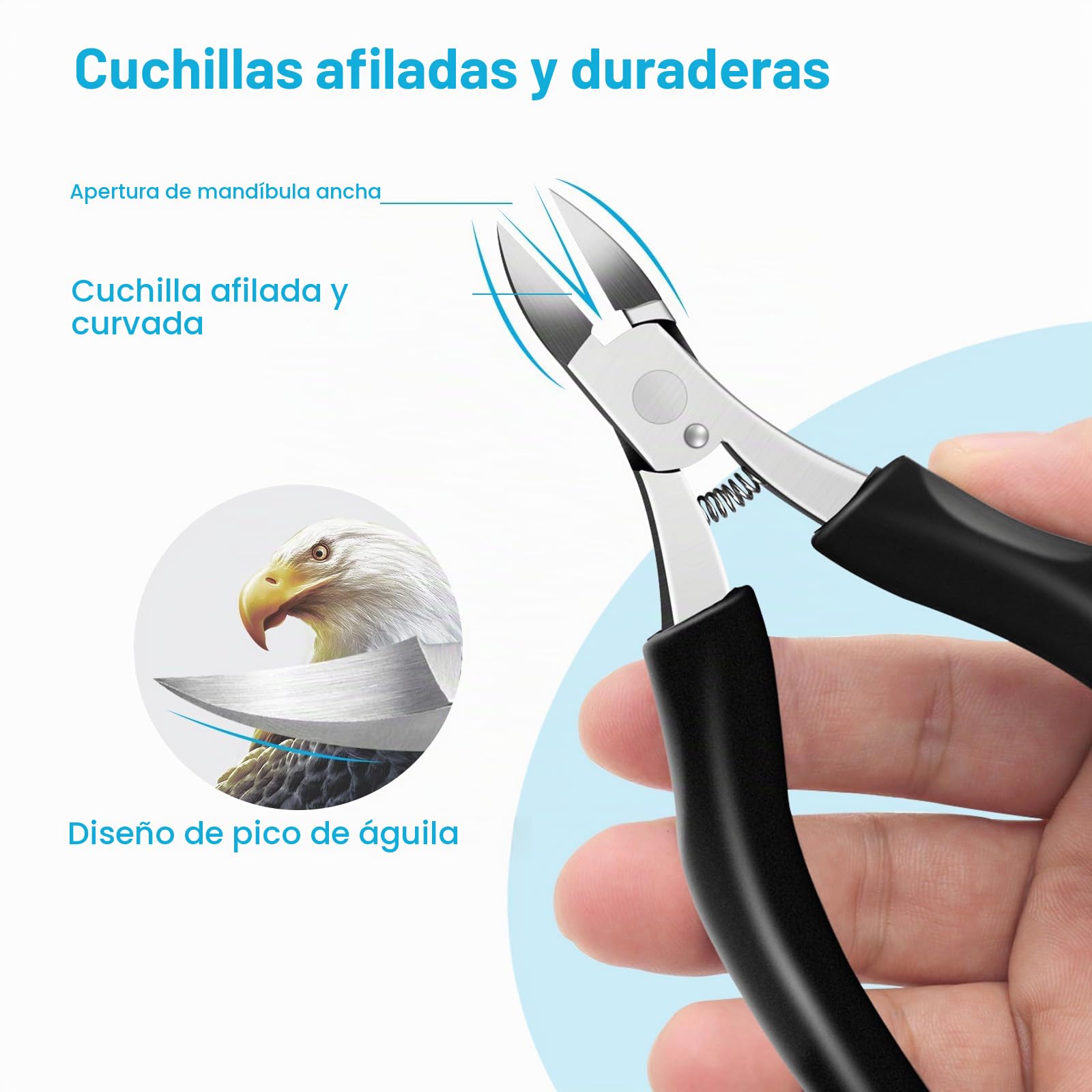 SURFOU Cortauñas y Alicates para Uñas de los Pies en Acero Inoxidable, Mango Antideslizante, Tapa de Seguridad, Para Gruesas e Incrustadas, Uso Profesional para Hombres y Mayores