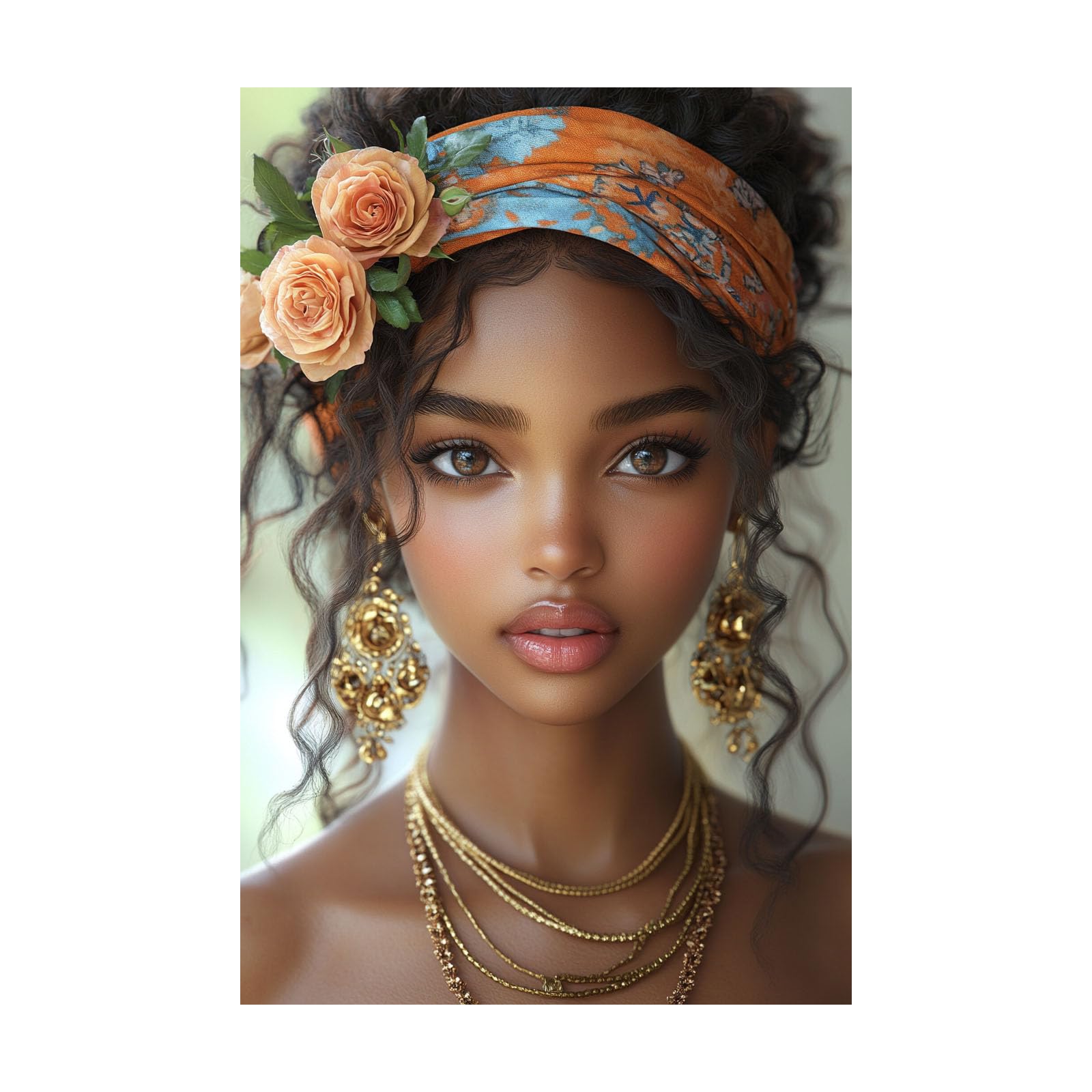 WQBQKKX Mujer Africana Mujeres negras africanas Cuadros Salon Lienzo, Flores minimalistas Cuadro Impresión Artística Imagen Decoracion de Pared Cocina - 70x100cm Sin marco(Rosa 64)