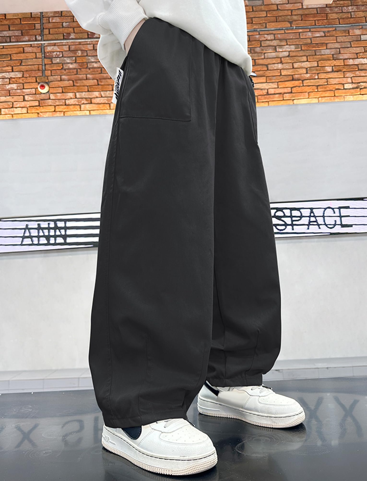 Happy Cherry Pantalon Hip Hop Baggy pour Garçons Adolescents Pantalon Décontracté en Coton pour Enfants Streetwear Jambes Larges