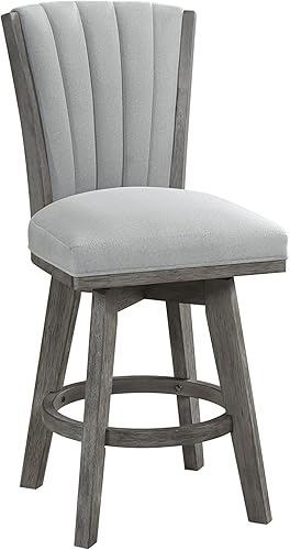 Miniatura 3 de Set of 2 Counter Height Swivel Dining Chairs with Tufted Fabric Upholstered Solid Wood Frame for Kitchen Table Seating Room Sets,Gray