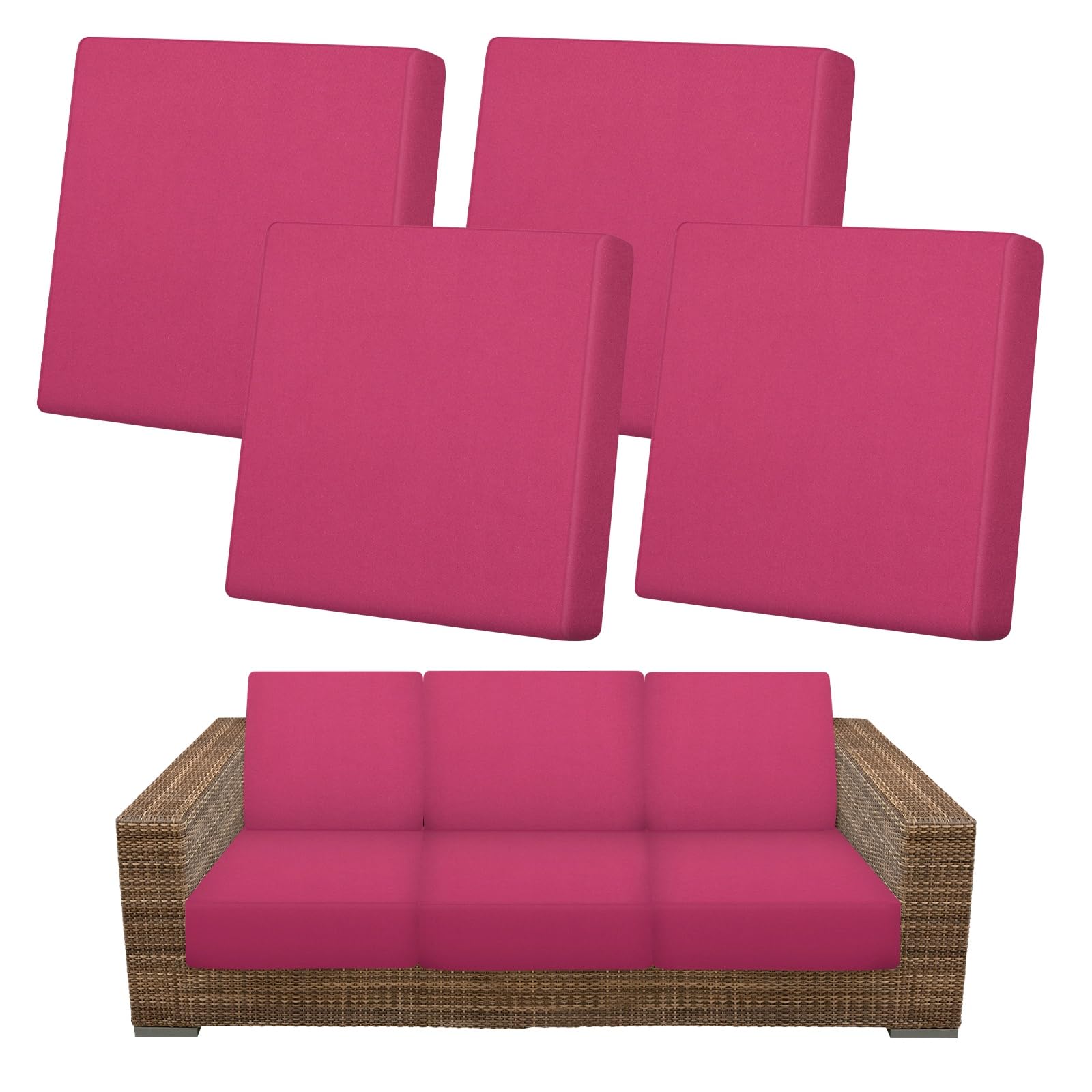 M METERXITY 4-Pack Outdoor Cushion Covers, Rose Red