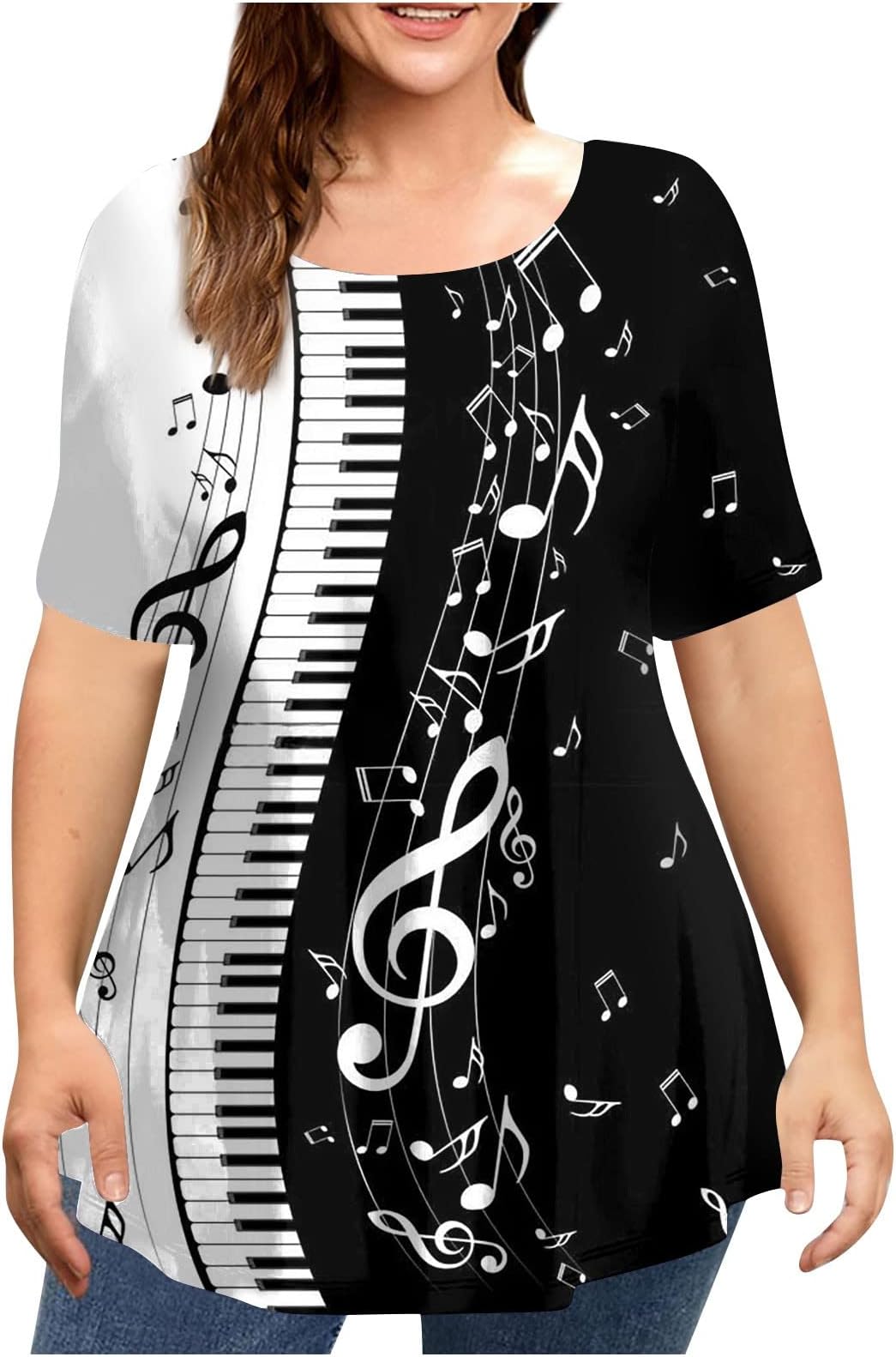 Summer T Shirt for Women 2023 Short Sleeve Round Neck Lightweight Tops Printing Plus Size Casual Loose Blouses