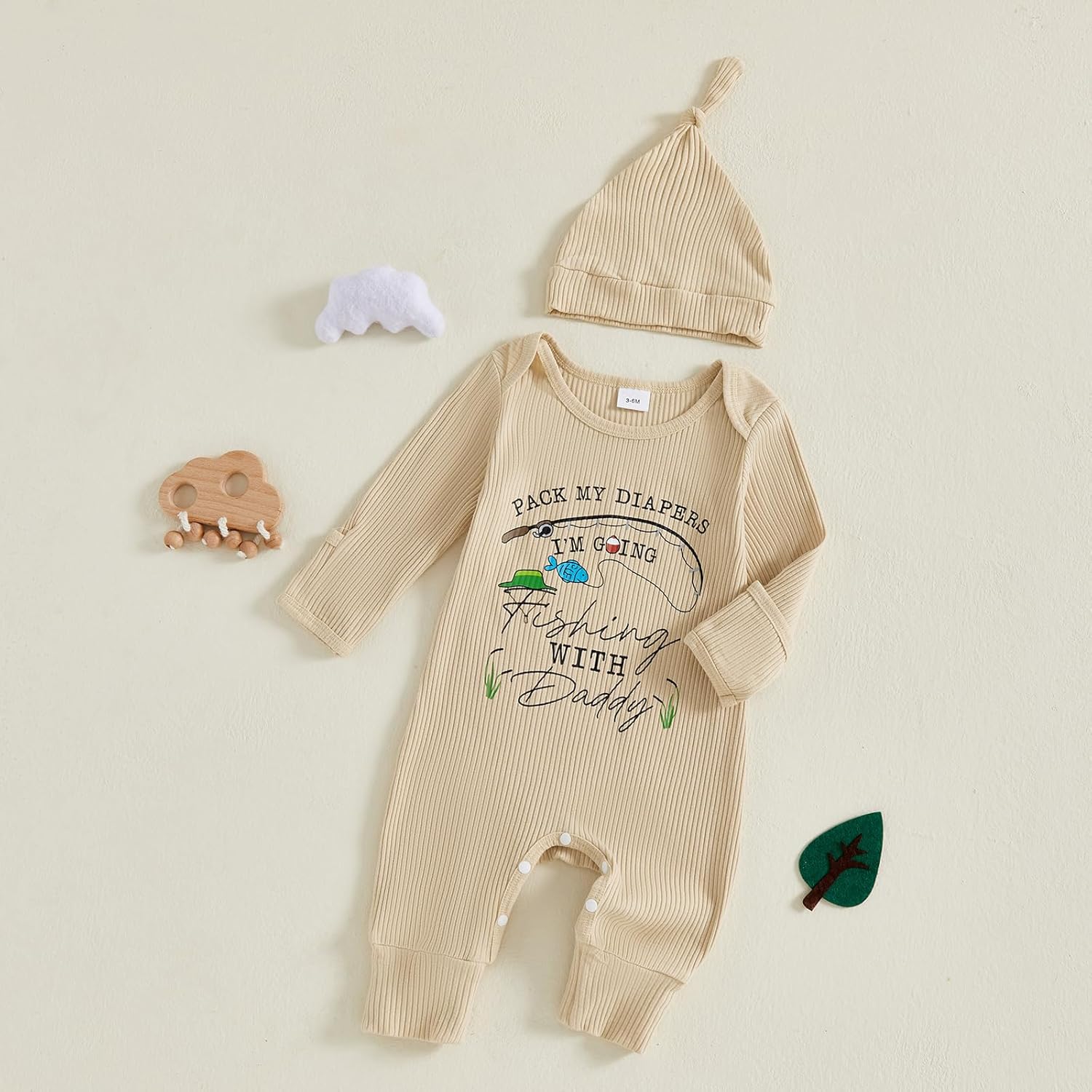 YOKJZJD Pack My Diapers I'm Going Fishing/Firefighter/Hunting With Daddy Newborn Baby Boy Girl Knitted Romper Fall Outfits - Image 7