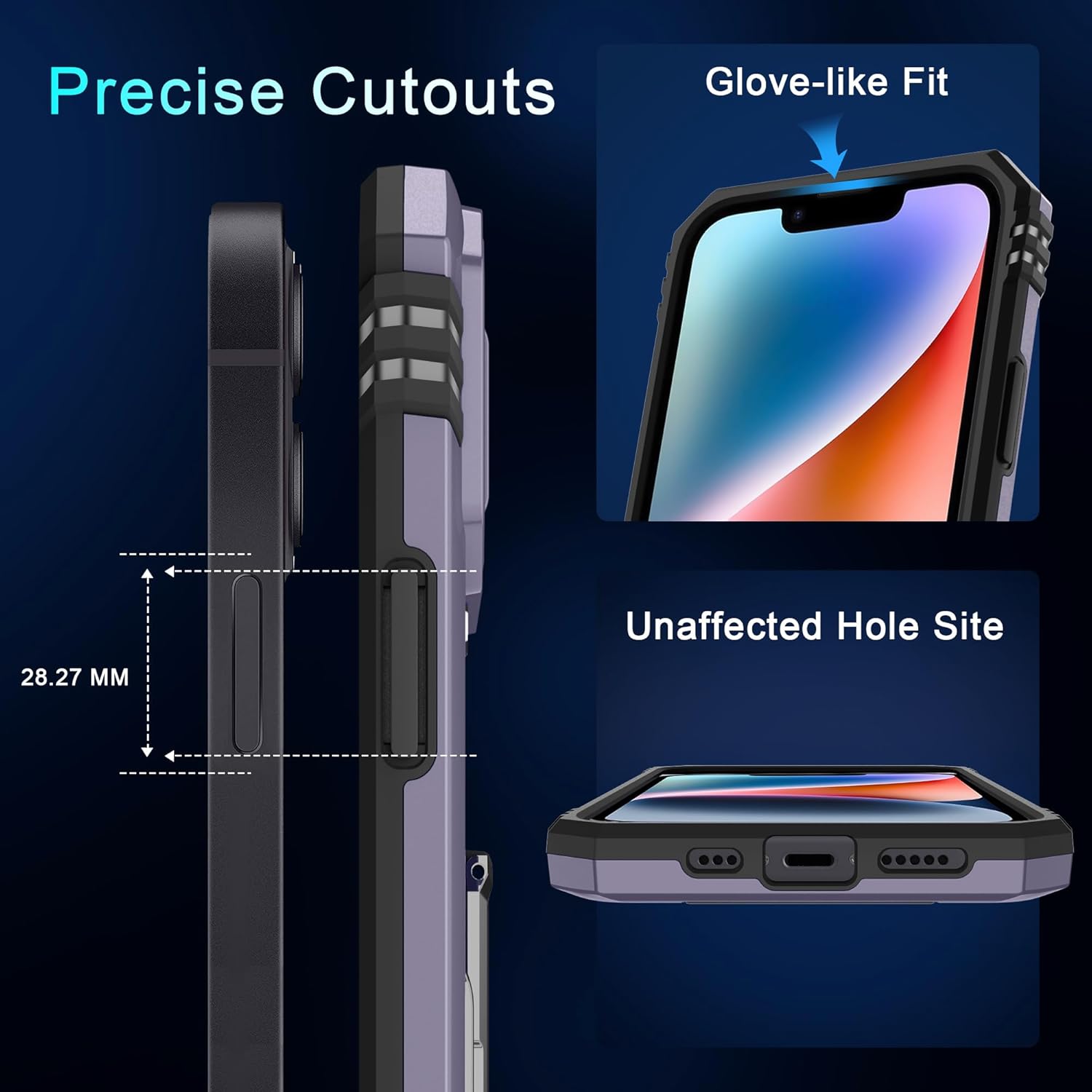 DEERLAMN Case for iPhone 14 Plus with Slide Camera Cover+Screen Protector(1 Pack), Rotated Ring Kickstand Military Grade Shockproof Protective Cover 6.7 Inch-Deep Purple - Image 7