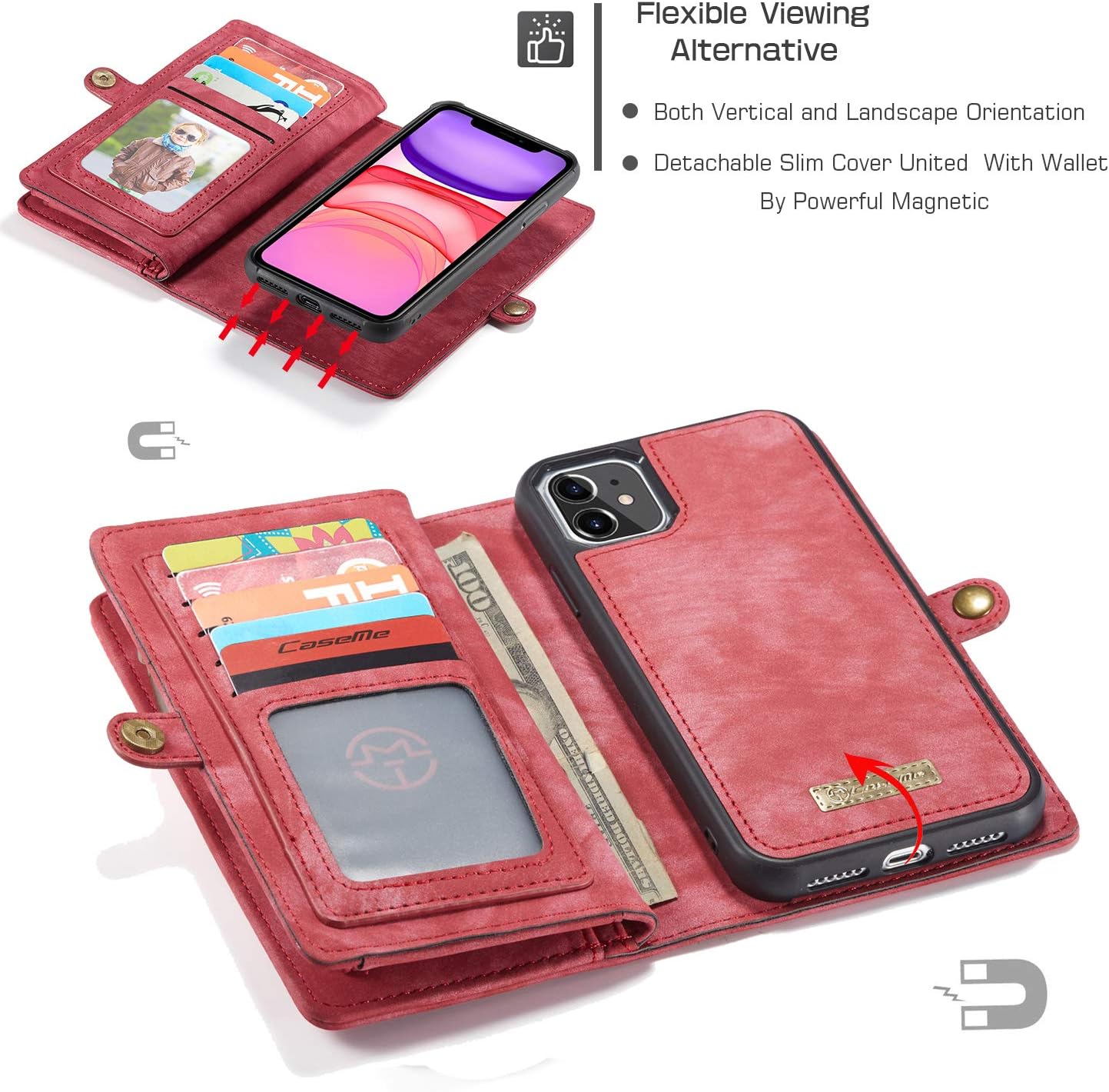 🔥 Crazy Deals Zttopo iPhone 11 Wallet Case, 2 in 1 Leather Zipper Detachable Magnetic 11 Card Slots Card Slots Money Pocket Clutch Cover with Screen Protector for 6.1 Inch iPhone Case (Red) One-Day Sale: Up to 40% Off Zttopo iPhone 11 Wallet Case, 2 in 1 Leather Zipper Detachable Magnetic 11 Card Slots Card Slots Money Pocket Clutch Cover with Screen Protector for 6.1 Inch iPhone Case (Red)