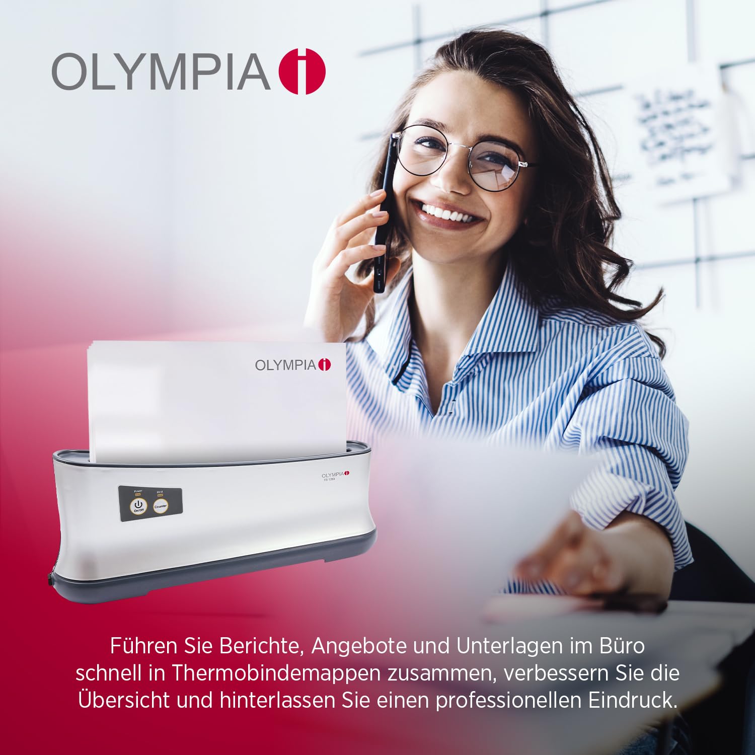 OLYMPIA TB 1280 Thermobindegerät A4 | Bindemaschine für bis zu 200 Blatt, 70g/m² | Thermobinder mit LED-Anzeige, Kühlablage & Sicherheitsabschaltung | Bindegerät für Büro, Schule & Homeoffice