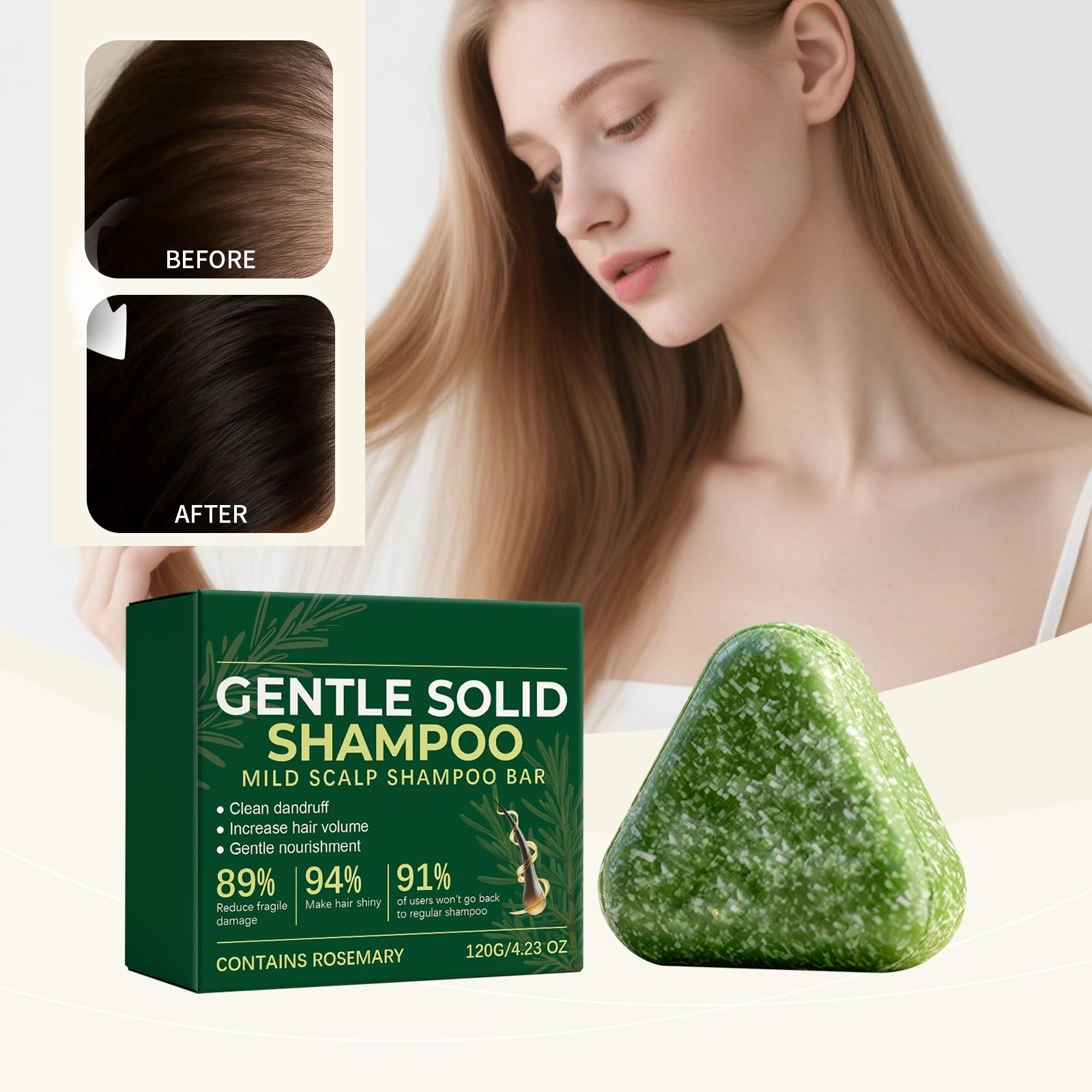 Shampoo solido fortificante anti-caduta con rosmarino e aminoacidi, cura a base di erbe eco-friendly cuoio capelluto, lavaggio idratante delicato, supporto volumizzante naturale per capelli sottili