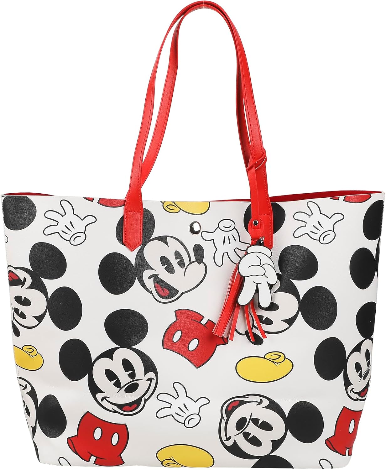 Disney Mickey Mouse Face Shoes & Shorts All-Over Print White 20" Tote Bag