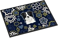 Vista 122 de Caroline's Treasures BB1449JMAT - Tapete de bienvenida de carlino negro, 24 x 36 pulgadas, tapete azul para puerta delantera, para interiores