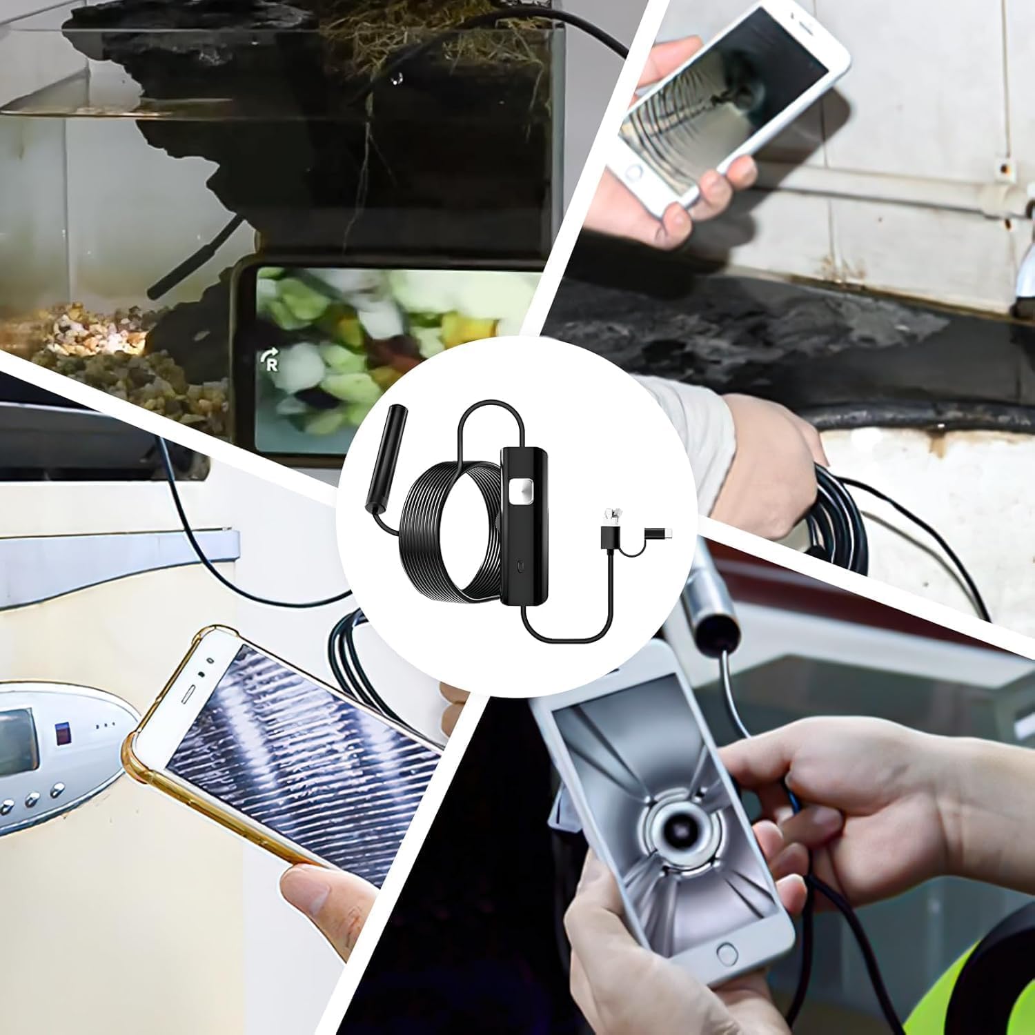 Przenośny Endoskop Usb, 3 W 1 Kamera Inspekcyjna Led Uniwersalny Port Usb/Type-C Do Telefonów Android, Wodoodporny Obiektyw 3,9 mm, Do Naprawy Urządzeń Gospodarstwa Domowego I Pojazdów (1m)