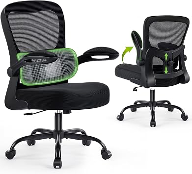 AreShark Office Chair Ergonomic Desk Chairs with Adjustable Lumbar Support, High Back Breathable Mesh Chair with Wheels& Flip-up Armrests,Rolling Swivel Comfy Task Computer Chair for Home Work Gaming
