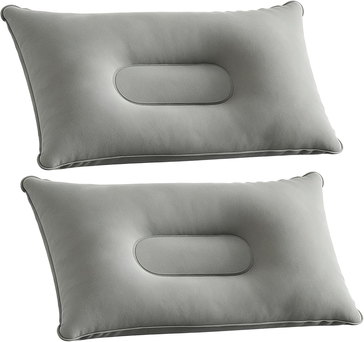 2 Pack Ultralight Inflatable Pillow Small Squared Flocked Fabric Air Pillow Beach Pillow for Hiking/Camping/Traveling/Napping/Desk Rest/Neck Lumbar Support, Gray