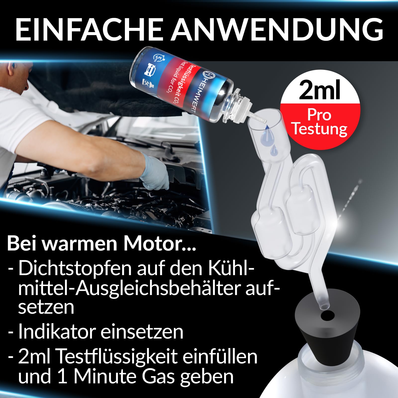 Heimwert Kit Prova Perdita Guarnizione Testa Cilindrica Senza Filettatura Test Perdite Liquido Raffreddamento Cambiamento