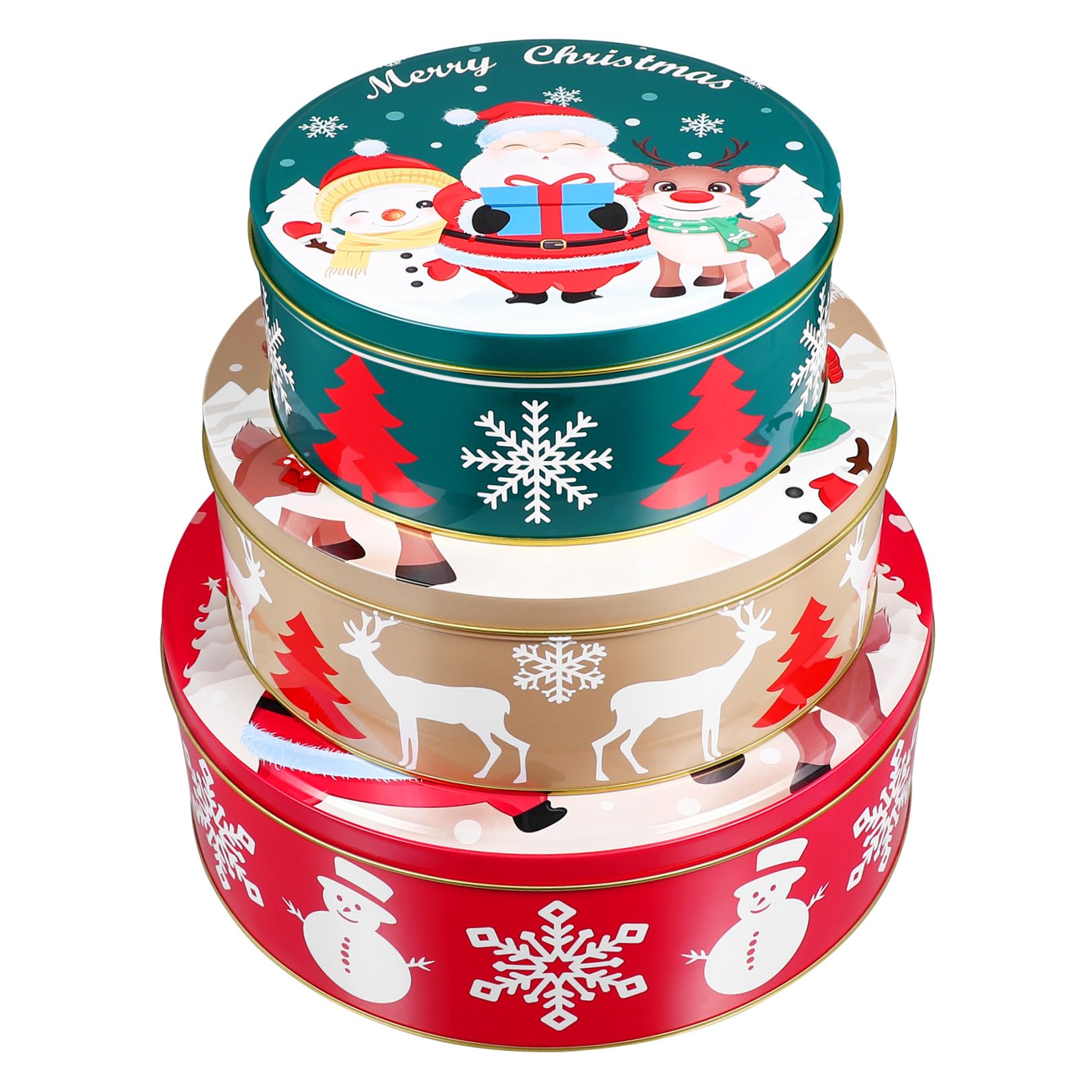 HANABASS Boîte à Biscuits de Noël Ronde avec Couvercle – Conservation Hermétique pour Bonbons, Friandises Et Cadeaux Faits Maison | Articles Et Décorations de Fête Noël 25,0 x 25,0 x 10,0 cm