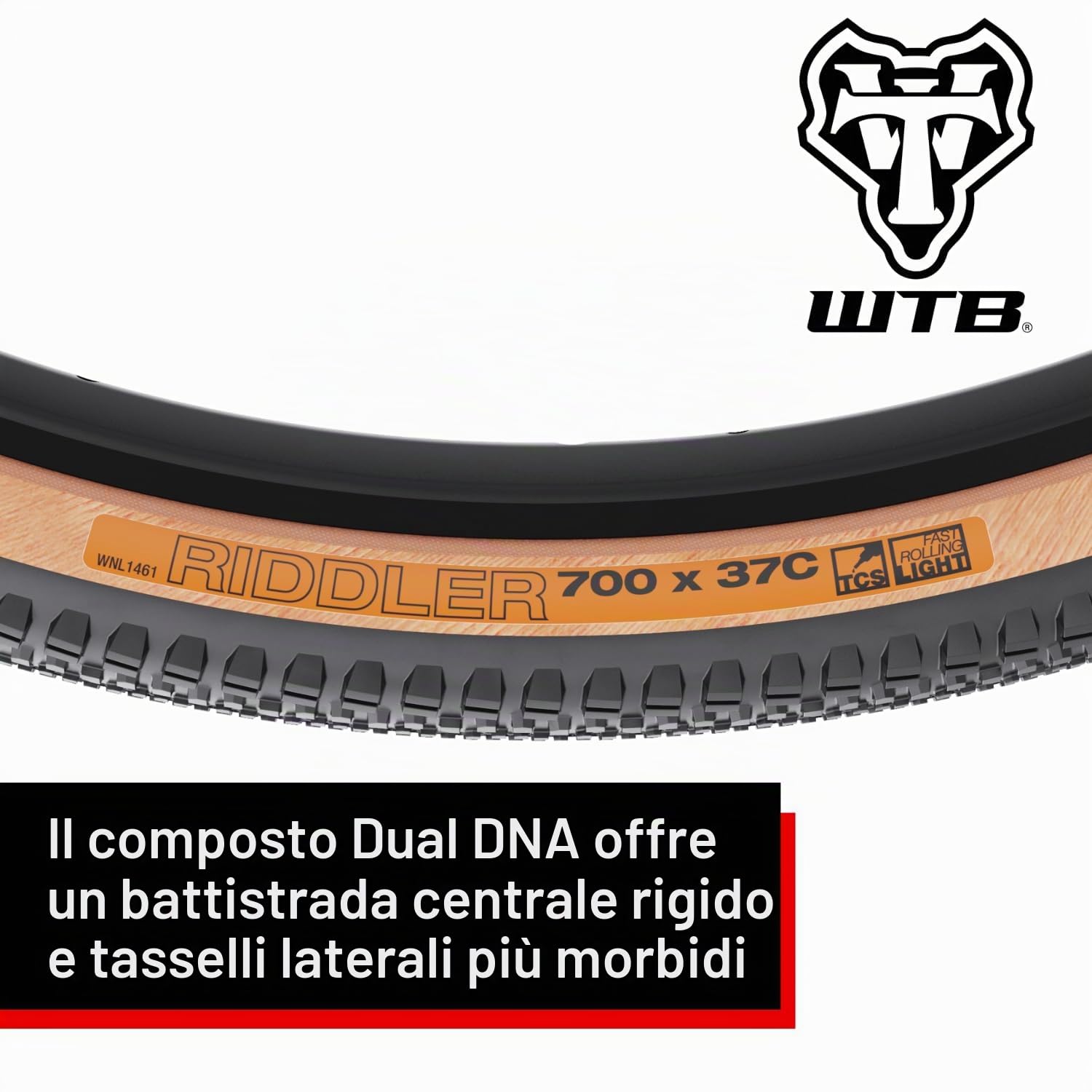 WTB Riddler Gravel Bike Pneumatico, Tubeless Ready Folding Bead, Leggero Fast Rolling, Dual DNA per Adventure Rides