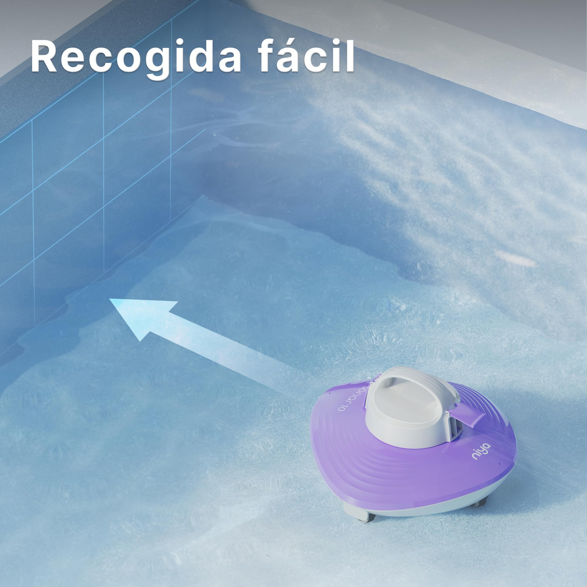 Niya Sonar 10 Limpiafondos Piscina de la Marca Dolphin, Robot de Piscina Sin Cable para Piscinas hasta 6m, 60 min de Limpieza, Autoaparcable, Carga rápida, Potente Succión