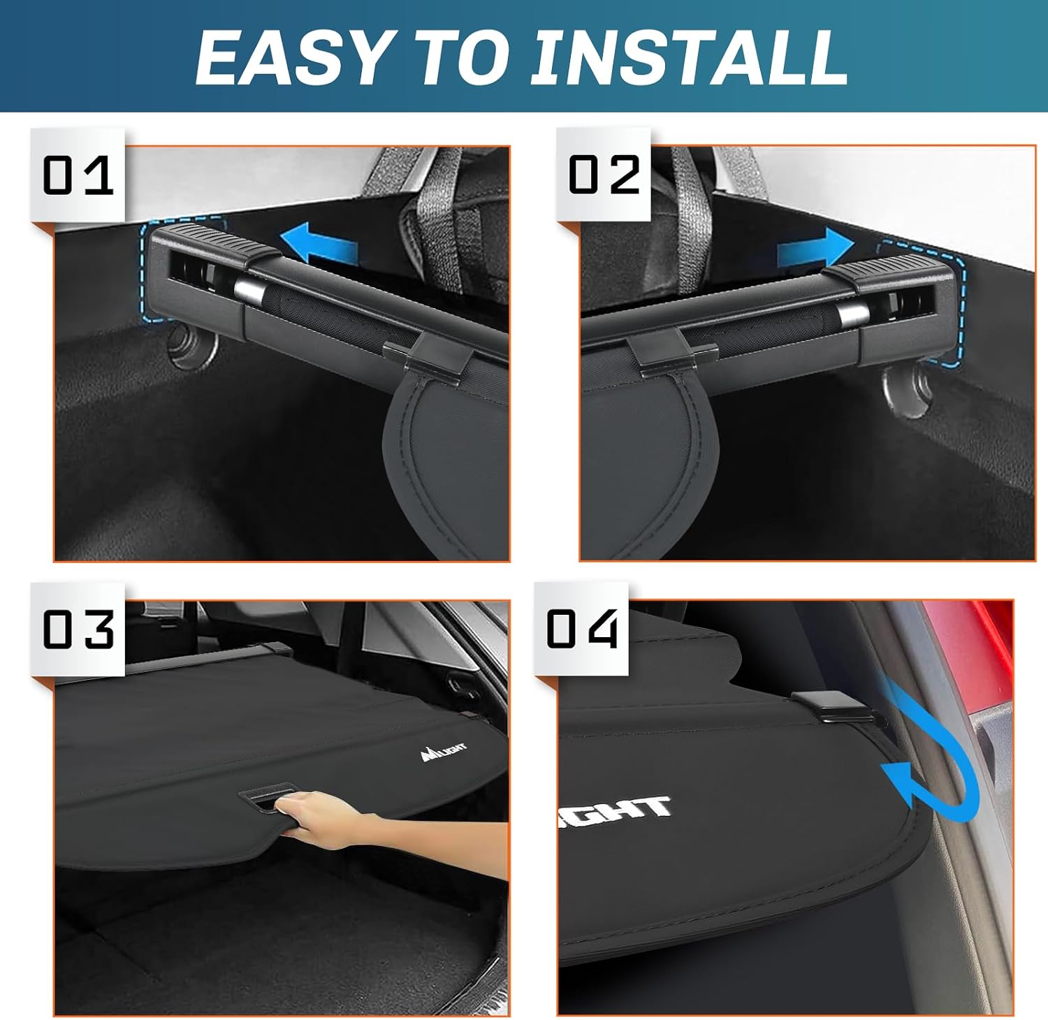 Nilight Trunk Cargo Cover for Jeep Grand Cherokee Accessories 2011-2021, Retractable Security Shade Rear Cargo Cover, with Trunk Storage Net, 1-Pack