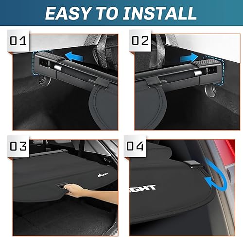 Vista 12 de Nilight Cubierta de carga para maletero para Toyota RAV4, accesorios 2013 2014 2015 2016 2017 2018, cubierta de seguridad retráctil para carga