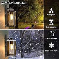 Vista 2 de Paquete de 2 lámparas de pared para exteriores, faroles impermeables y modernos, dispositivos de iluminación para porche, con casquillo E26 y bronce