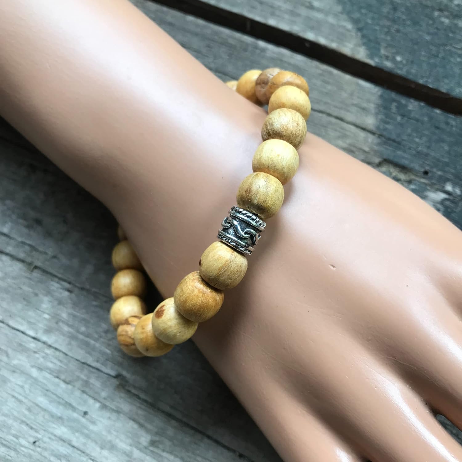 Handmade Palo Santo Bracelet Spiritual Negative Energy Protection Beaded Stretch Made in USA Unique Reiki Healing Gifts for Men