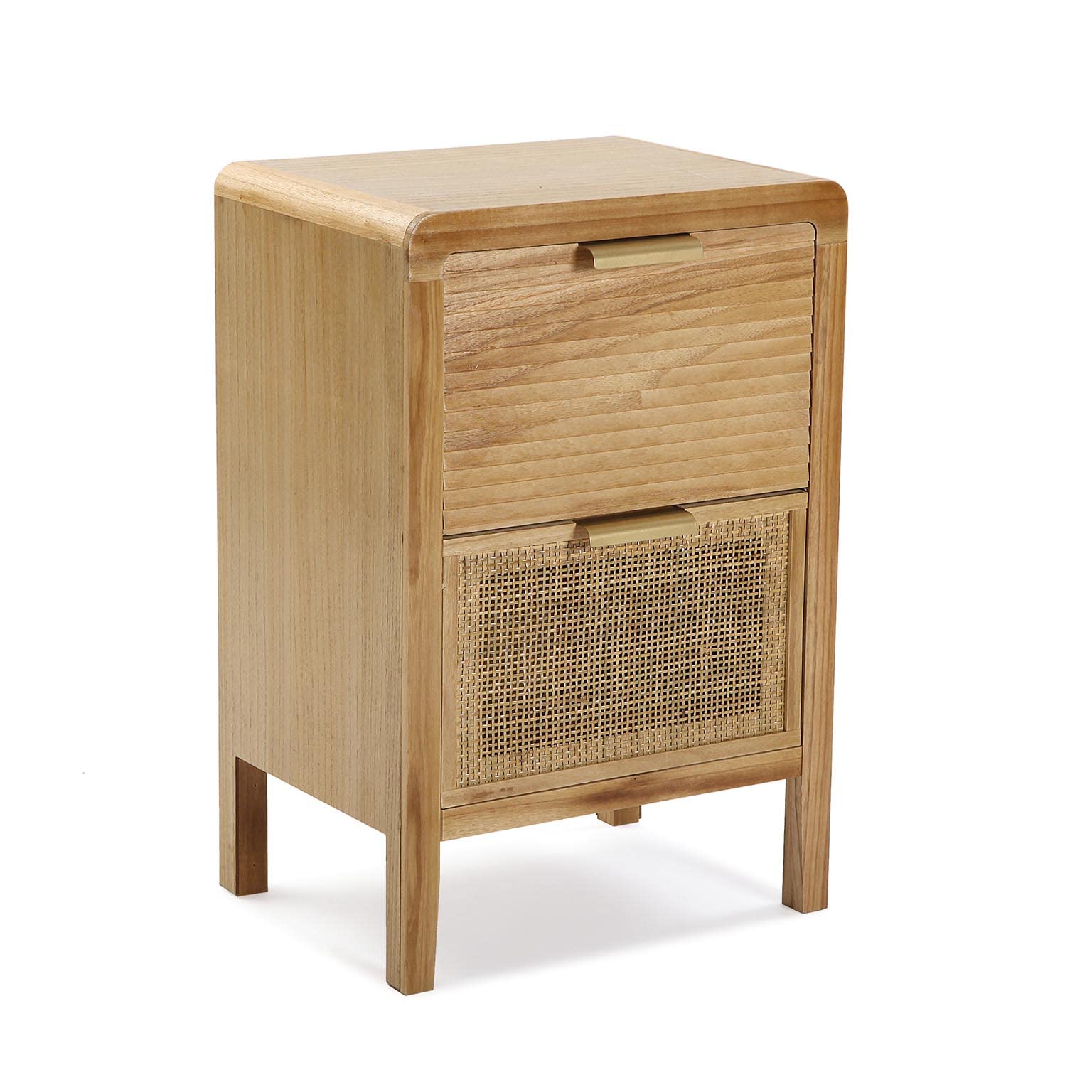 Versa Table de Chevet en rotin de Style provençal, Dimensions (H x L x l) 60 x 30 x 40 cm, Bois MDF, Bois Marron