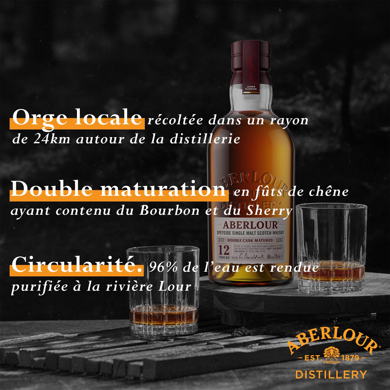ABERLOUR Pack 12 ans + 6 verres Whisky Ecossais Single Malt - 40%, 70cl