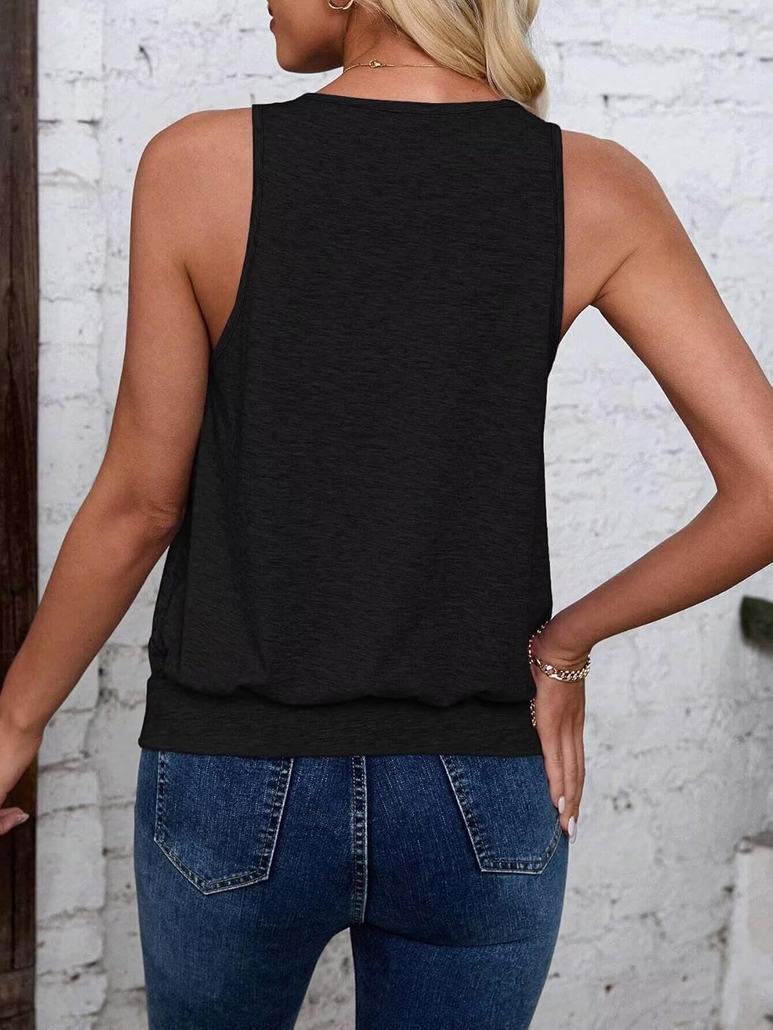 2 Pack Womens 2026 Trendy Tank Tops V Neck Banded Sleeveless Spring Summer Casual Loose Fit Cute Basic Cami Shirts - Image 2