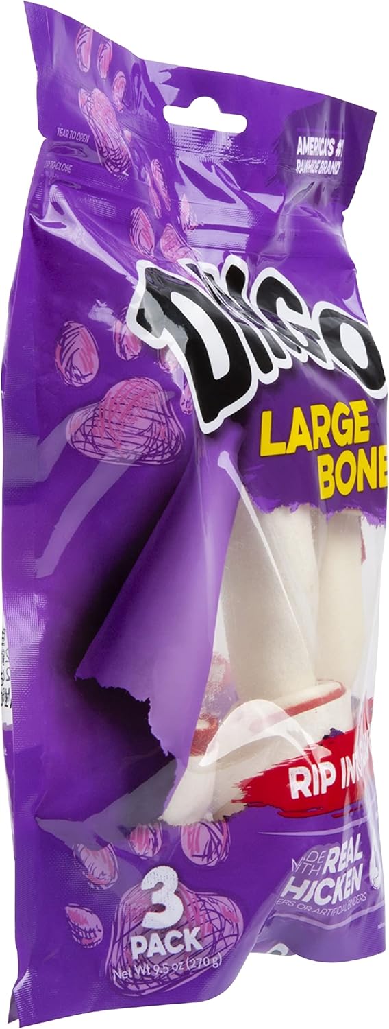 Dingo P-95008 18 Count Rawhide Bone, Large, One Size 3 Count (Pack of 6)