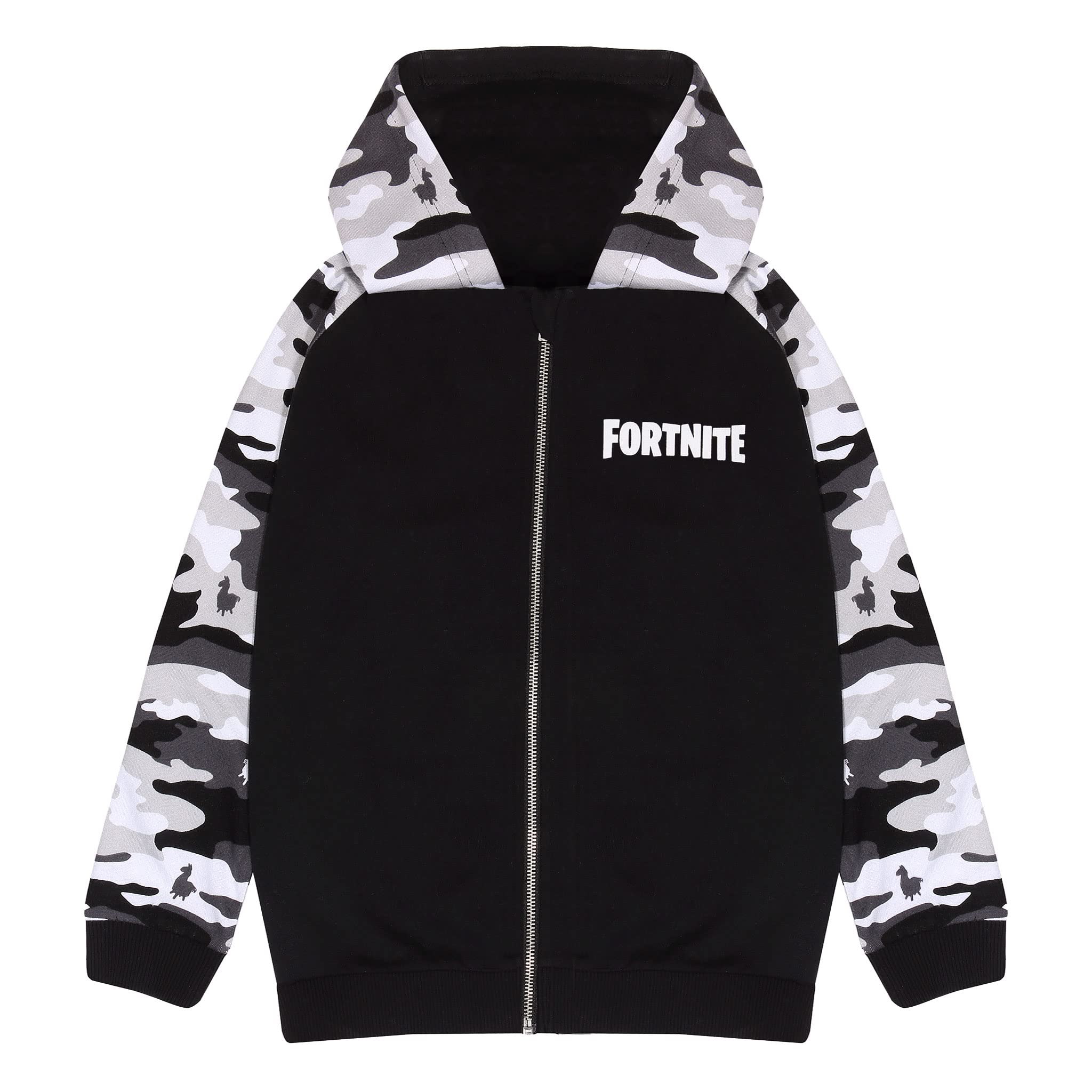 Fortnite Sudadera con Capucha con Cremallera para Niños, Color Blanco Camisetas de Moda