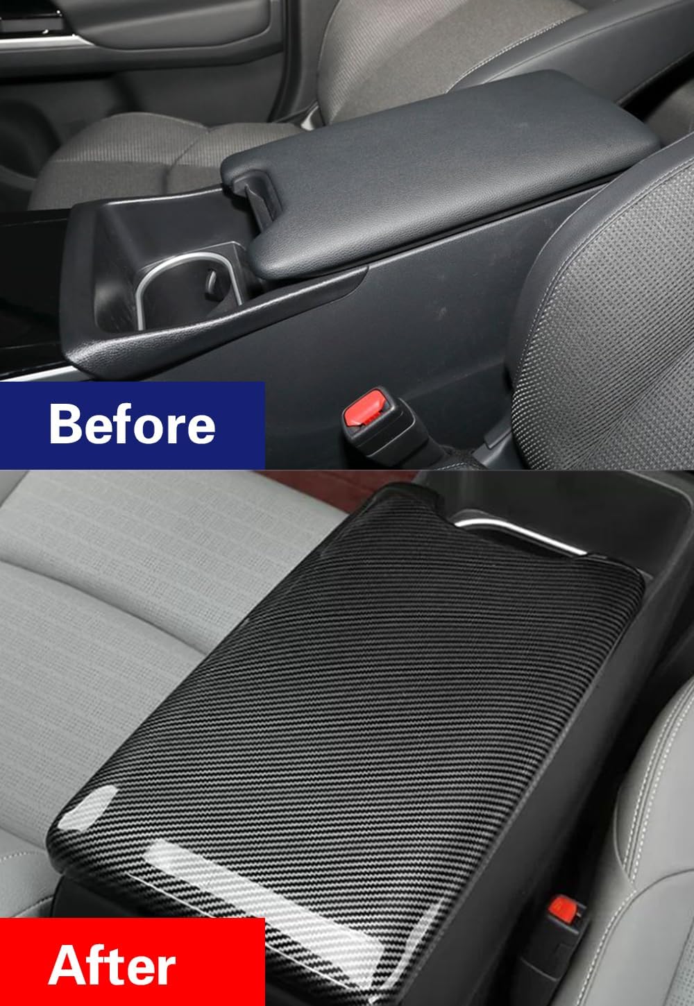 ERIDANUS Auto Accessories Fit for Toyota BZ4X 2024 2023 2022 Center Armrest Box Molding Cover Trim (Carbon Fiber Style) ABS 1PCS