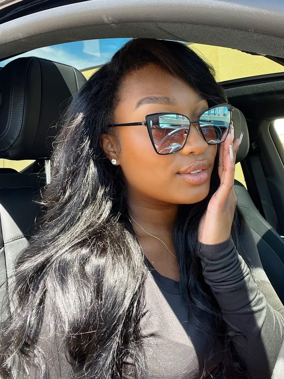 DIFF Becky Oversized Designer Cat Eye Sunglasses for Women UV400 Protection, trendy oversized lightweight metal