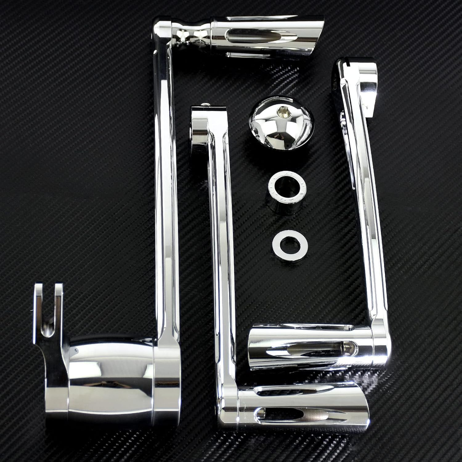 Motorcycle Brake Arm Pedal Shift Lever Shifter Pegs Kit - Fit for Harley Touring Road King, Street Glide, Electra Glide, Trike 2008-2013 - Chrome