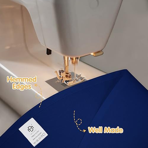 Miniatura 4 de Paquete de 6 manteles redondos color azul marino de 120 pulgadas, tela de lino de poliéster lavable a granel, para bodas, recepciones, banquetes,