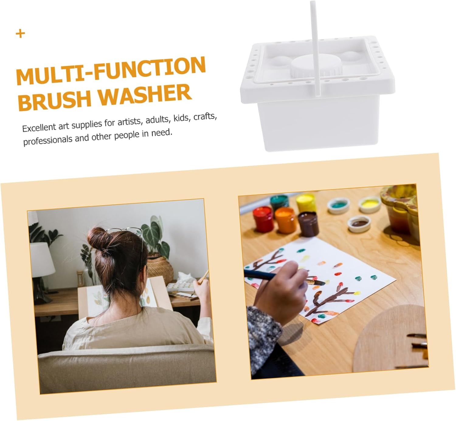 Multi-Function Paint Brush Holder Detachable Base Handheld Brush Cleaner for Artists and Hobbyists for Home Use