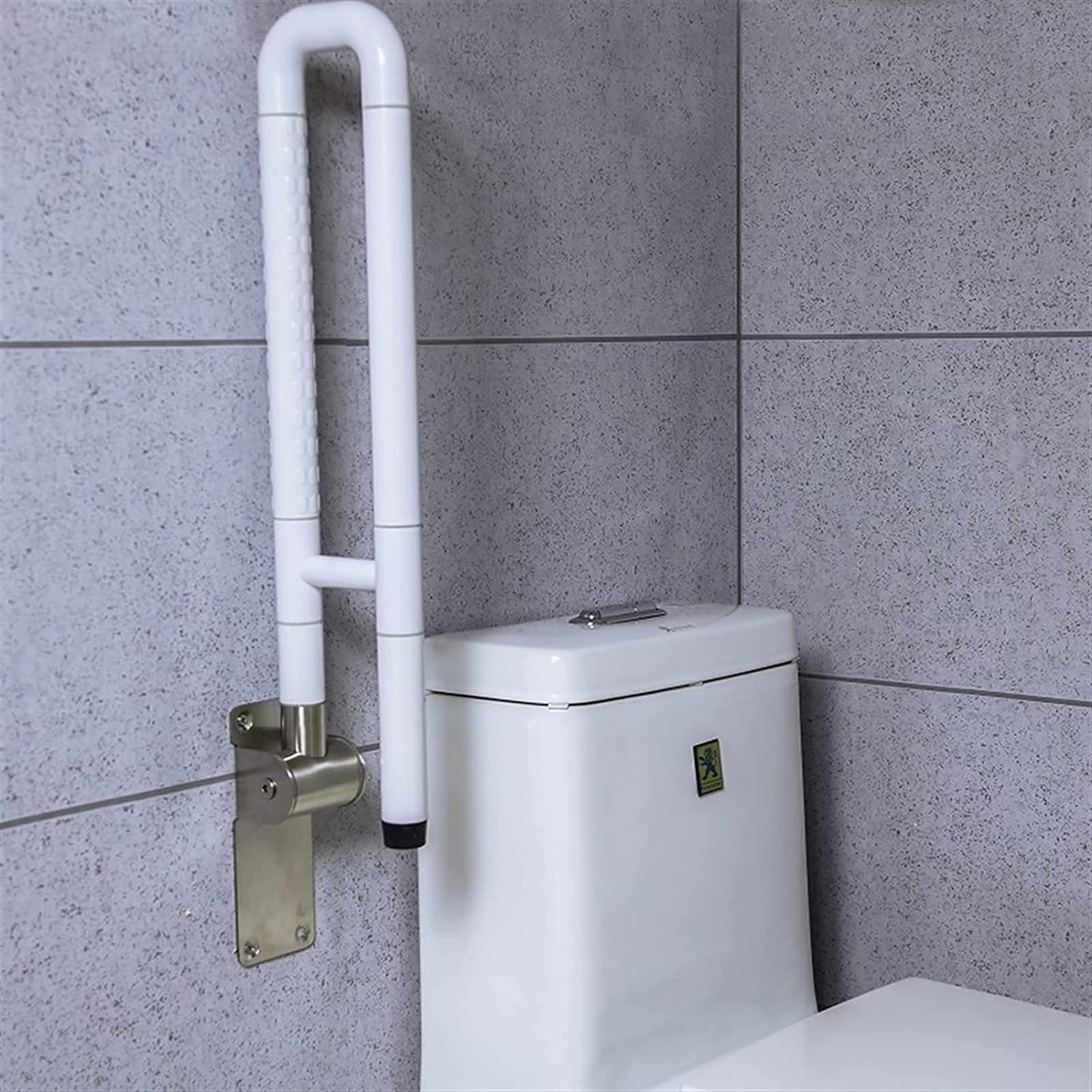 Marcos para Inodoro, Barra de Apoyo para baño, Barra de Acero Inoxidable, Barra de Seguridad abatible para Ducha para Personas Mayores, discapacitadas y Embarazadas (Color: Blanco,