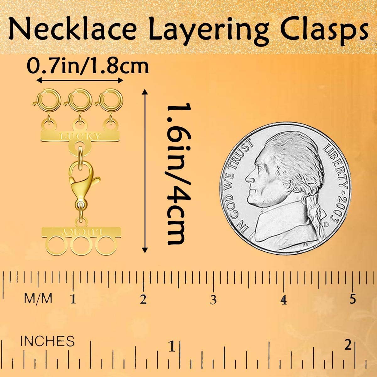 Necklace Layering Clasps，Multi-Strand Necklace Clasps, Gold and Silver Connectors for Layered Look, Necklace Separators (4pcs Golden Silver)