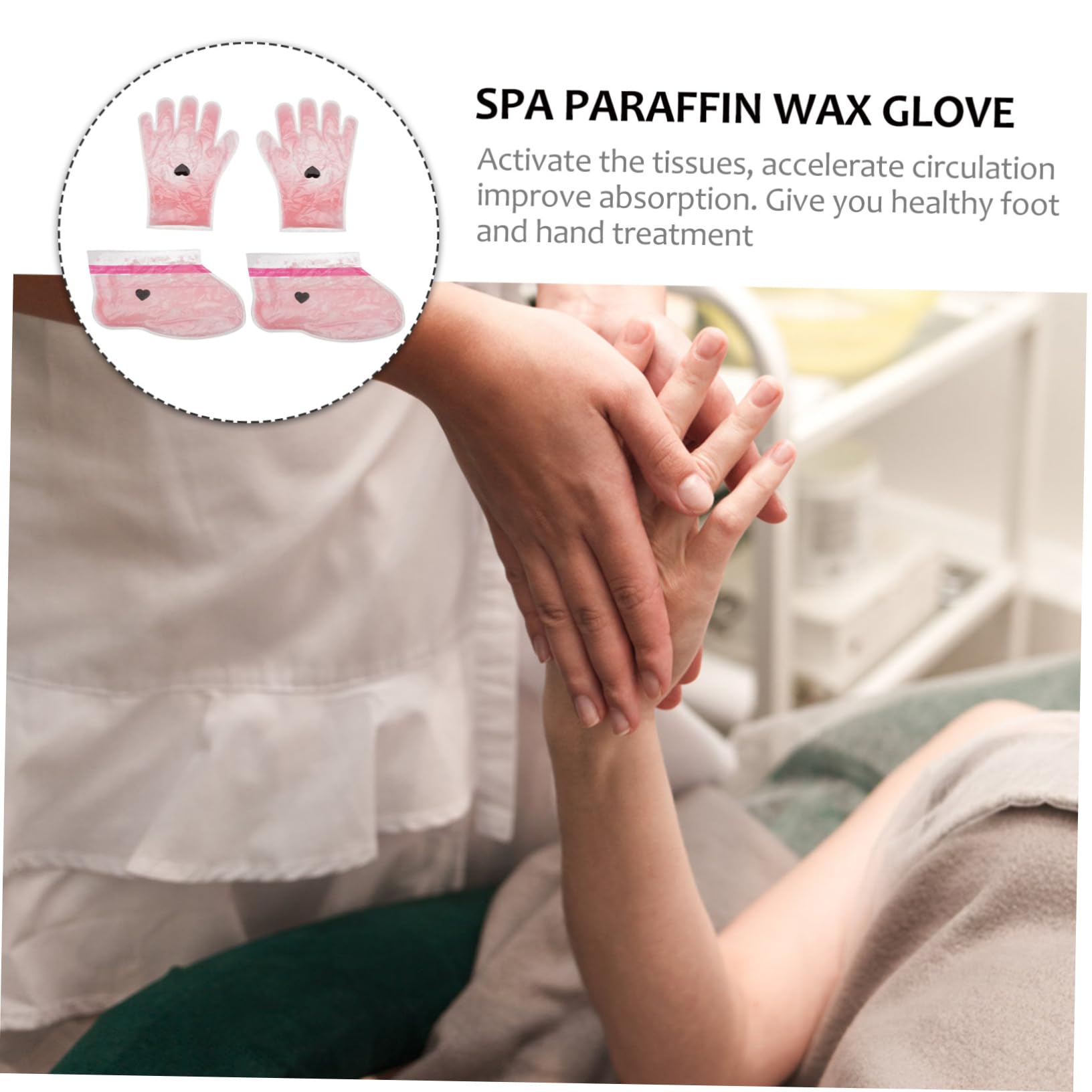 WOONEKY Kit de Cera para Pies Y Manos con Parafina Rosa Funda de con Guantes de Spa para Tratamiento en El Hogar