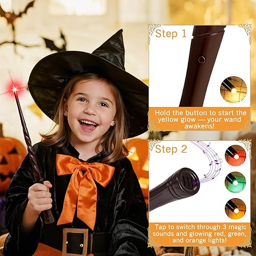 Miniatura 21 de EZVYAO Light Up Magic Wizard Wand with 4 Color Lightings & Sounds - 6 Pack Illuminating Witch Toy Wands for Kids Party Cosplay, Hive