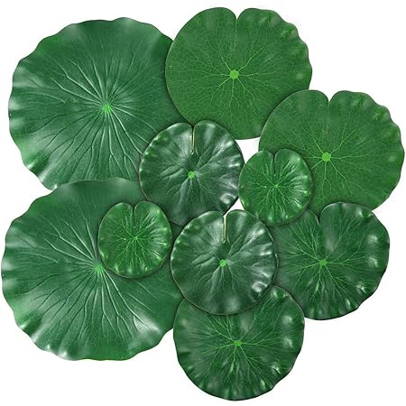 Amazon Com Fake Lily Pads 9 Pcs Artificial Realistic Water Floating Foam Lotuses Lily Pads For Home Outdoor Ponds Kitchen Dining