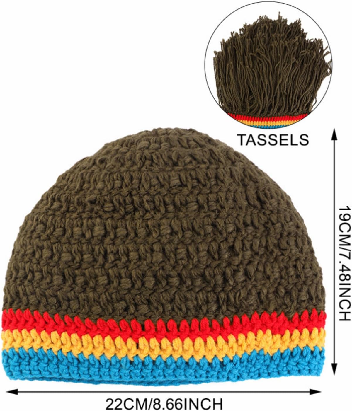 YEKEYI Creative Barbarian Knit Hat Funny Knit Cap Wig Beanie Hats Novelty Knit Caps image 4