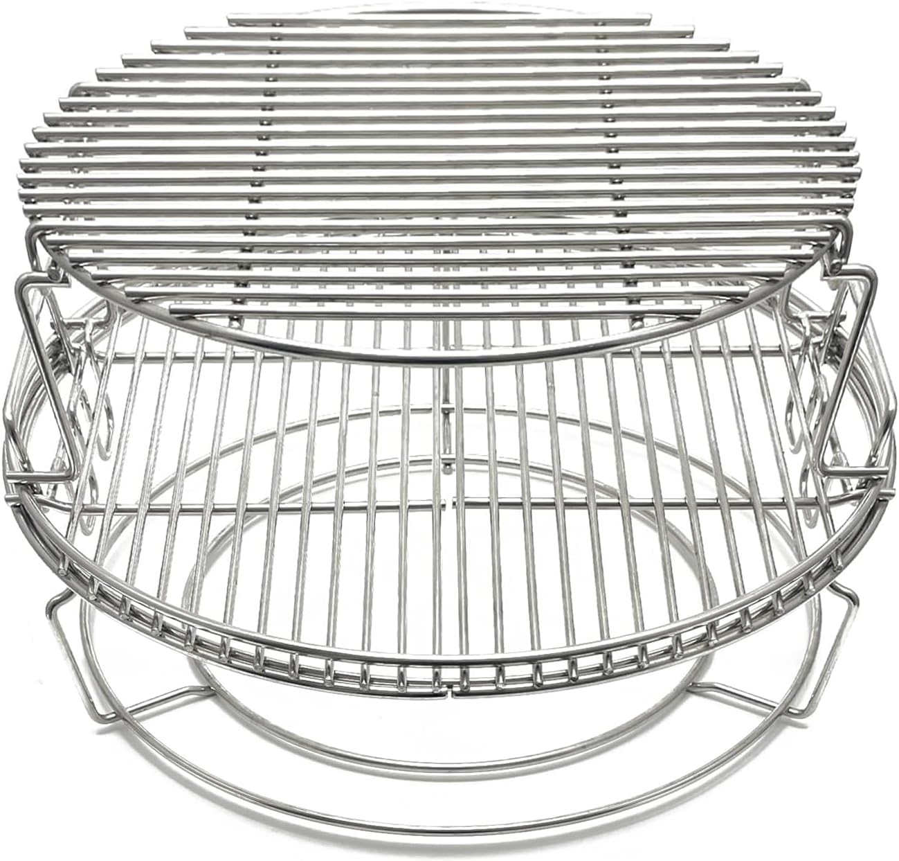 S28 3 Tier 5 Piece 304 Stainless Steel Grill Stack Rack Replacement Kit for Big Green Egg Large, Rack for Eggspander 5 Piece Kit Conveggtor Basket